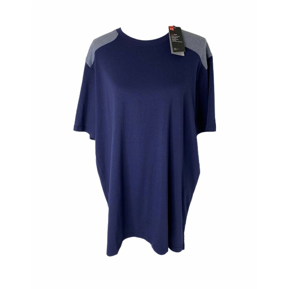 Under Armour Shirt Men's Blue and Grey Athletic Crewneck Short Sleeve Size XL